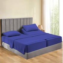 Split Queen 5 Piece Sheet Set - Breathable & Cooling, Luxury Sheets, 500 TC Egyptian Cotton Sheets, 100% Cotton Split Queen Sheet Set, 7-9" Inch Deep Pocket, Split Queen Size, Royal Blue Solid