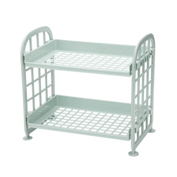 EeaseMX Estante de plástico de 2 capas para cocina, escritorio, sala de estar, baño, encimera, inodoro, organizador de almacenamiento (azul nórdico)