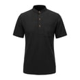 thumbnail image 5 of Henley Shirts for Men 2026 Summer Short Sleeve Casual Loose Waffle Plain Tshirts Polo Shirt with Chest Pocket, 5 of 5