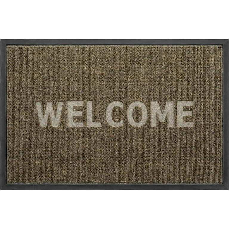 Howarmer Brown Door Mats Outdoor, Durable Rubber Welcome Mats Entryway,  Patio, 29×17