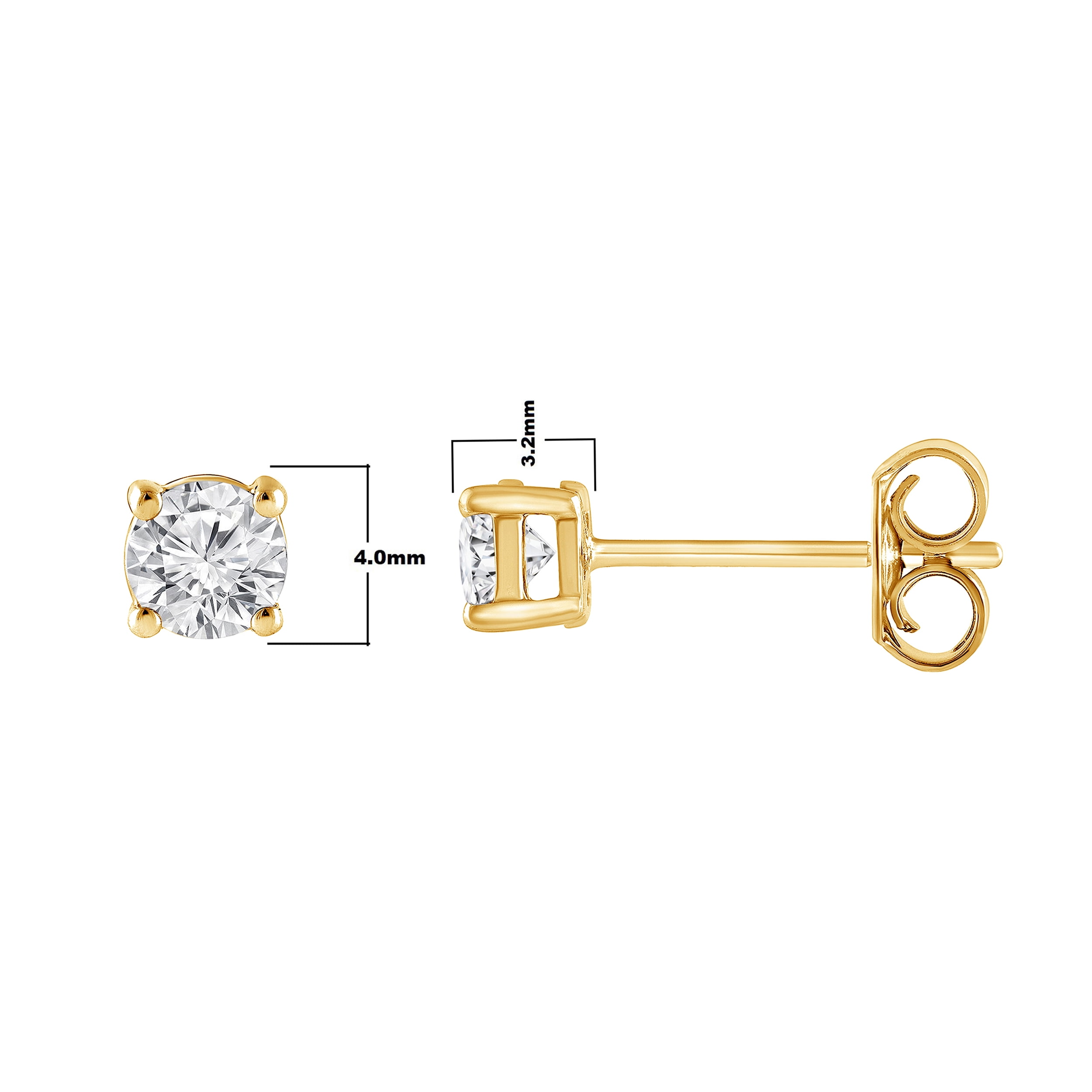 Unique Moments 1/2 Ct Round Lab Grown Diamond Stud Earrings in 10K Yellow Gold for Women (J-SI-I1)