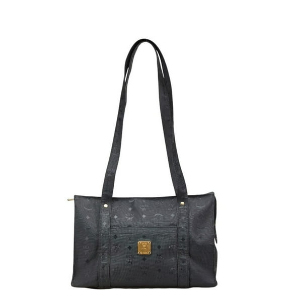 Pre-Owned MCM Visetos Monogram Tote Bag, One-Shoulder Black PVC, Women's