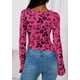 thumbnail image 5 of Top PRETTYGARDEN para Mujer con Malla Floral de Manga Larga en Rosa Fucsia, 5 of 9