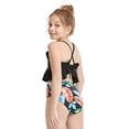 thumbnail image 4 of Styles I Love Kid Girls Adjustable Straps Ruffle Tropical Print High Waist Bikini Set 2pcs Swimsuit Bathing Suit Beach Swimwear, 2 Colors (Black, 116/4-5 Years), 4 of 6