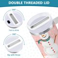 thumbnail image 3 of Yayeee 40oz Stainless Steel Tumbler with Straw and Handle Double-Wall Insulated Travel Water Bottle, Pink Christmas Snowman, 3 of 8