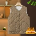 thumbnail image 2 of Hueook Bomber Jacket Women Thin Solid Color Sleeveless V-neck Zipper Pocket Bottoming with Waistcoat Jacket Khaki L2, 2 of 4
