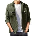 thumbnail image 1 of DPTALR Men Casual Turndown Long Sleeve Solid Pocket Cardigan Shirt, 1 of 6