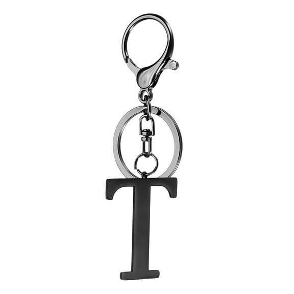 Uxcell Initial Letter Keychain, 1PCS Key Chain Stainless Steel, Black ( Letter T)