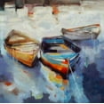 thumbnail image 2 of Bolokofsky, Ronald 15x15 White Modern Wood Framed Museum Art Print Titled - Three Boats, 2 of 4