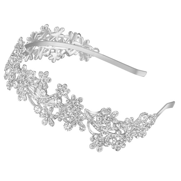 Ammei Tocado de Boda Diadema de Cristal Tocado de Novia Diseño de Flores Tocado para Mujer (Plata)