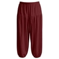 thumbnail image 4 of DHFJKG Womens Harem Pants Soft Cotton Casual Stretchy Drawstring Elastic Waist Ankle Length Loose Fit Tapered Pants Summer Bohomian Trendy Trousers, 4 of 4