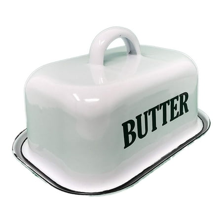 White Butter Dish Your Heart's Delight Your White Enamelware Butter Dish, Multicolor, Measures 4X 7.5X 5.5 By Your Hearts Delight ()