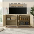 thumbnail image 3 of GZXS Large 4-Door Sideboard Cabinet with Rattan Front Panels, Adjustable Shelves, Solid Wood Legs, Stylish Farmhouse Buffet for Living Room, Bedroom, Home Office, 70"L x 15.75"W x 35"H, Natural, 3 of 7