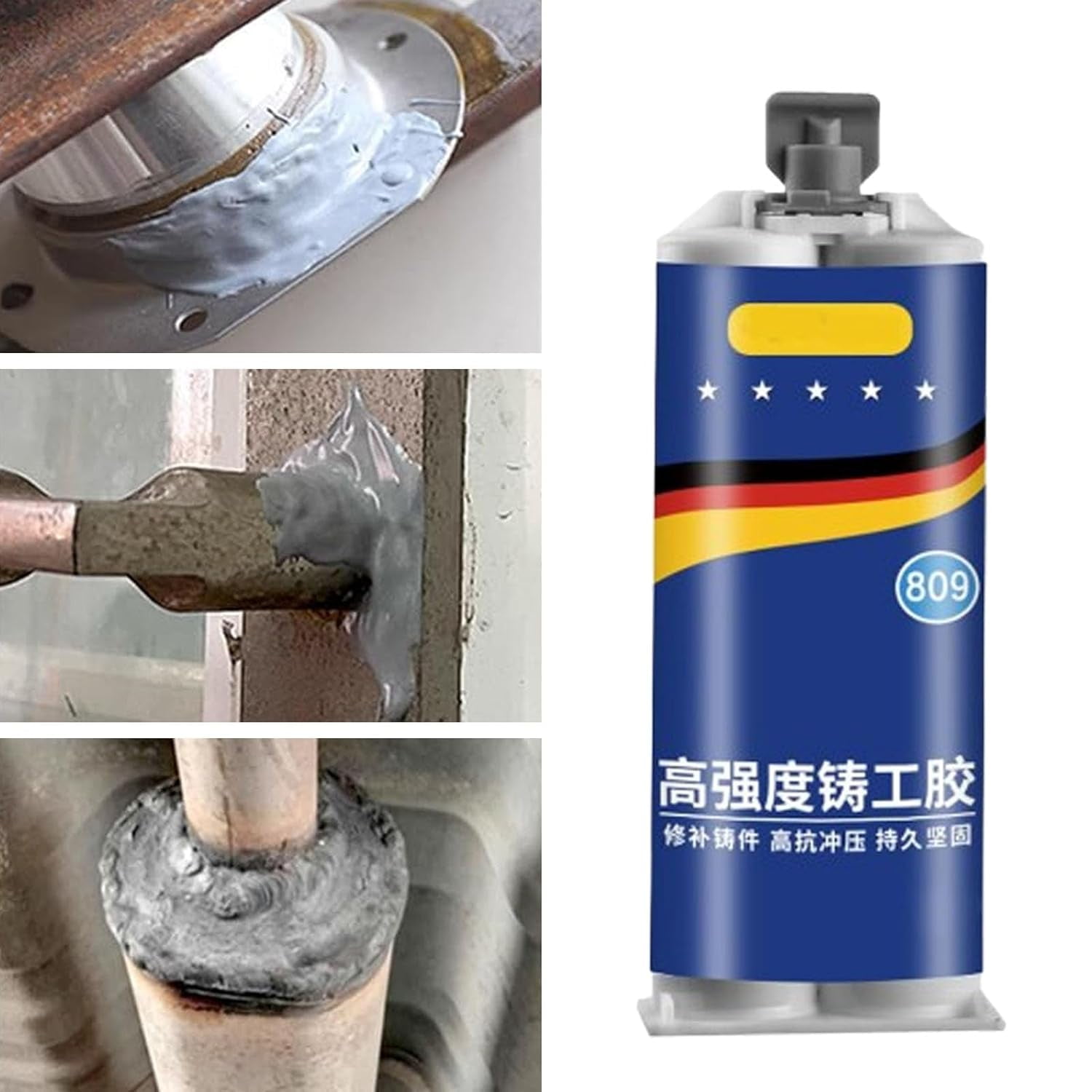 Industrial Grade Stainless Steel Casting AB Rubber, Strong Casters Glue, Metal Repair Glues, Casting Repair Glue, High Temperature Resistant Welding for Metal,Plastic, Ceramic, Wood