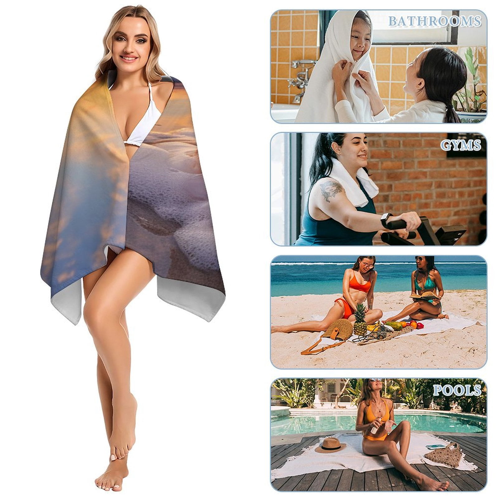 MaSiledy Beach Towels Beach Seashell Coastal Florida Pool/Beach Towel Absorbent Quick Dry Towel Summer Ocean Themed Sand Free Quick Dry Travel Towels for Women Men Adults Pool Sports Towel 30x60 inch
