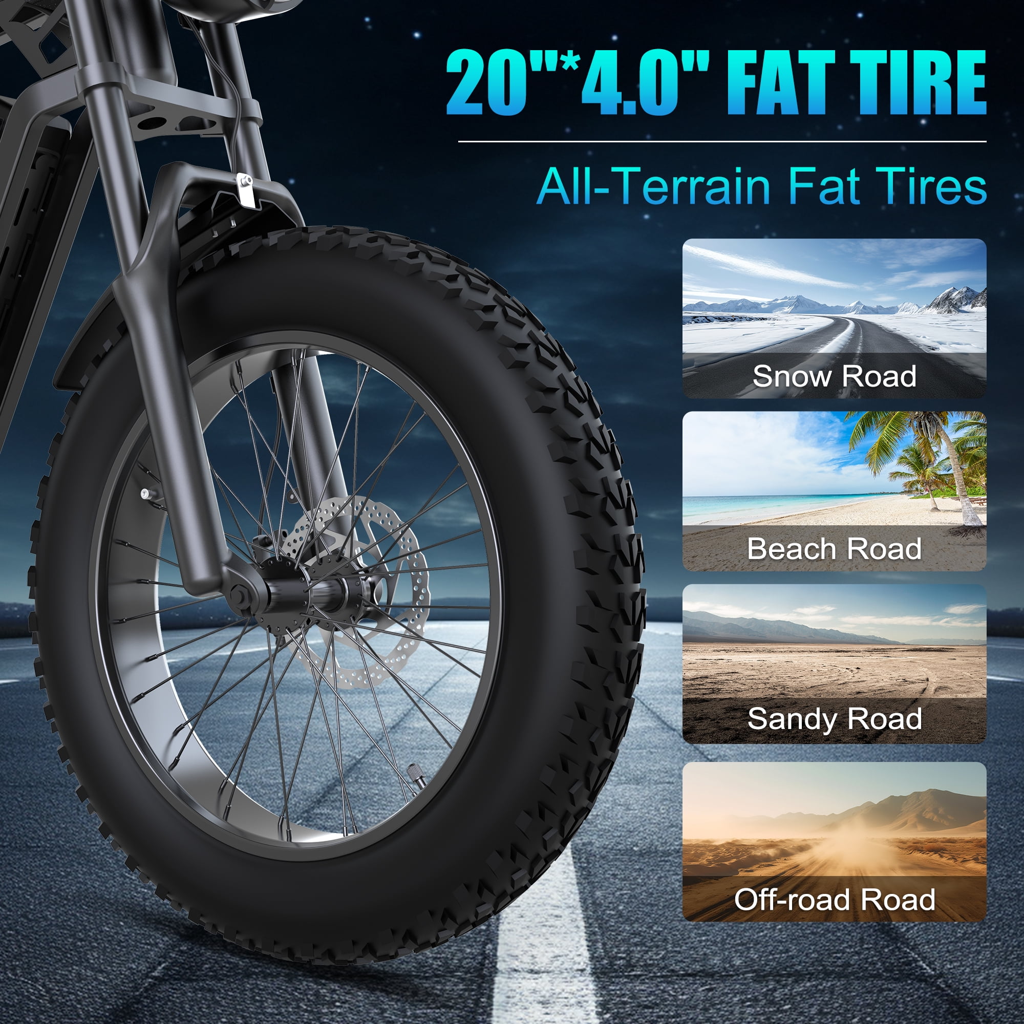 Moveloop Electric Bike, 20"x4.0" Fat Tire Ebikes for Adults, 1500W Peak 31 MPH Electric Mountain Bike, 48V 20 AH Battery, 7-Speed, UL 2849
