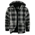 thumbnail image 2 of Purcolt Men's Flannel Jacket with Sherpa Lining, Zip Up Hooded Zip-Up Fleece Plaid Shirt Jacket for Winter Outdoor Coat with Pockets, 2 of 5