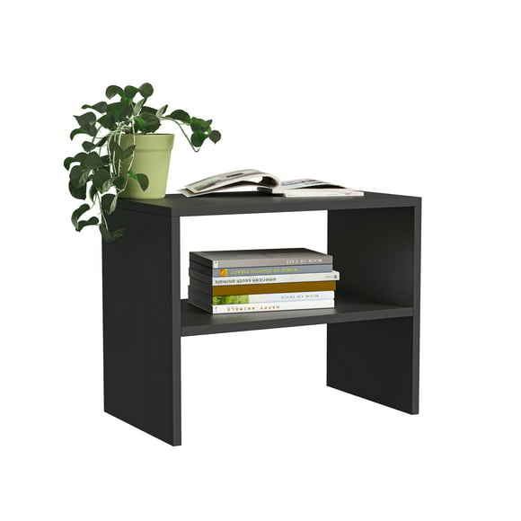 Mesa Auxiliar MORU POP Anahuac Mesa lateral con estantes Gris Oscuro Moderno Minimalista