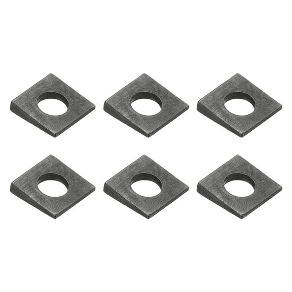 6pcs Beveled Square Washers, M12x28mm Square Beveled Washers Bearing Strut Plate Flat Pad Spacer Carbon Steel for 12mm Bolts Wedge Shim Leveling Fastener Nut Bolt Gasket, Black