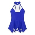 thumbnail image 6 of Doomiva Women Shiny Figure Ice Skating Dress Asymmetrical Ballet Dance Lyrical Dance Dress Blue XXL, 6 of 7