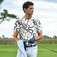 thumbnail image 2 of Kdxio Hand Drawn Snake Print Men's Short Sleeve Polo Shirt,Midweight Men's Shirt, 2 of 6