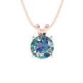 thumbnail image 3 of 1.0 ct Brilliant Round Cut Solitaire Synthetic Blue Moissanite 18K Rose Solid Gold Everyday Affordable Designer Necklace Pendant with 16" Chain, 3 of 6