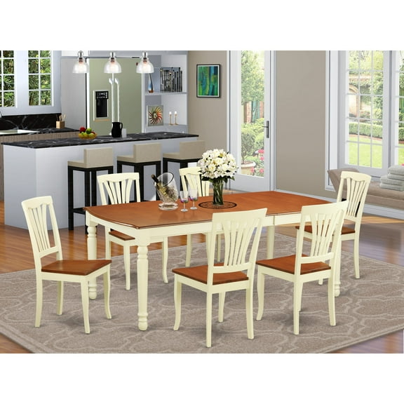 East West Furniture Dover 7-piece Wood Dinette Set in Buttermilk/Cherry