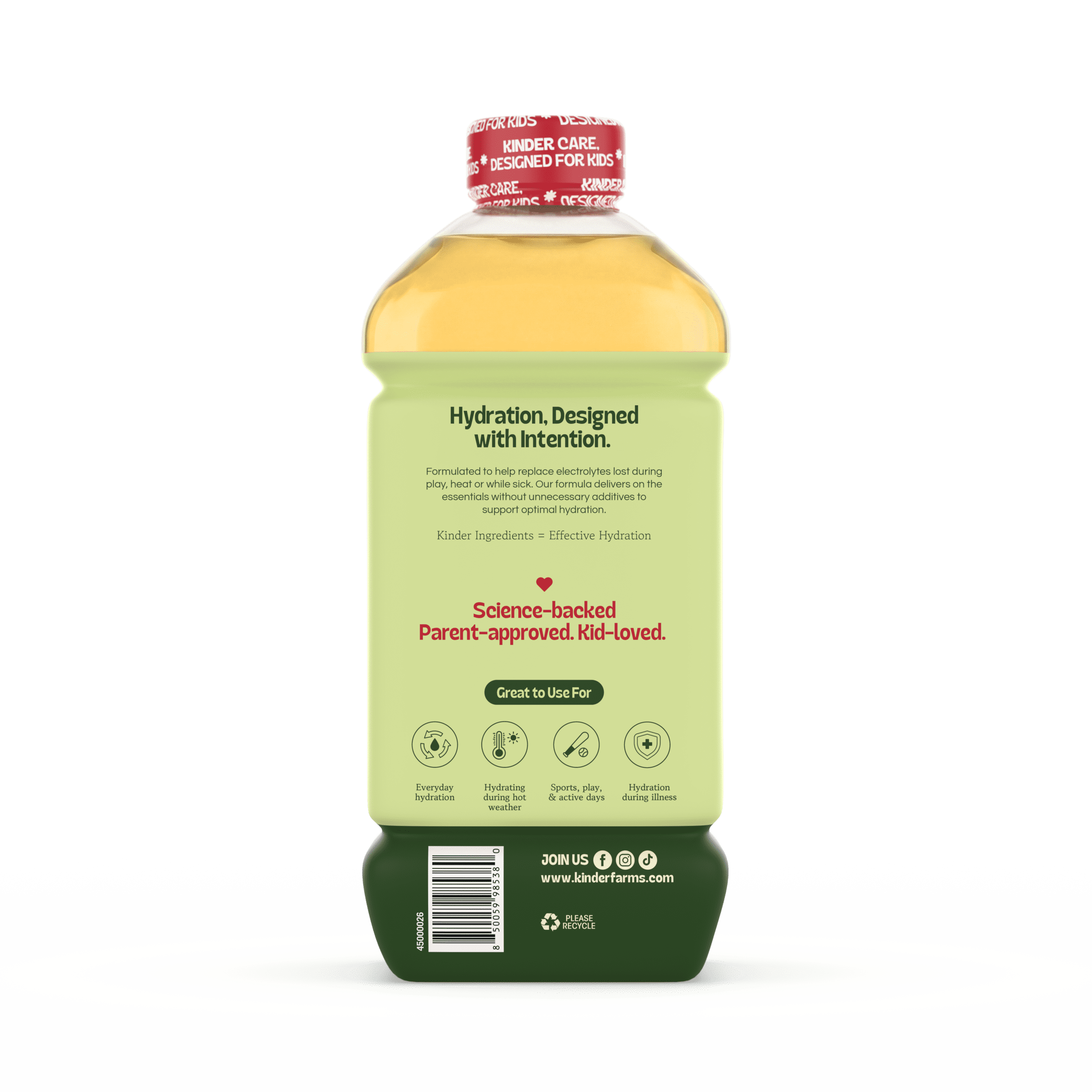 (2 pack) KinderFarms Electrolyte Solution for Kids, Apple, 1 liter