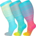 thumbnail image 1 of LNGOOR 3 Pairs Plus Size Compression Socks for Women Men Wide Calf 20-30 mmHg Extra Large for Circulation Support Recovery XXL, 1 of 7