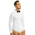 thumbnail image 3 of DPOIS Men's Latin Modern Salsa Samba Dance Long Sleeve Shirt Bodysuit Leotard Romper, 3 of 7