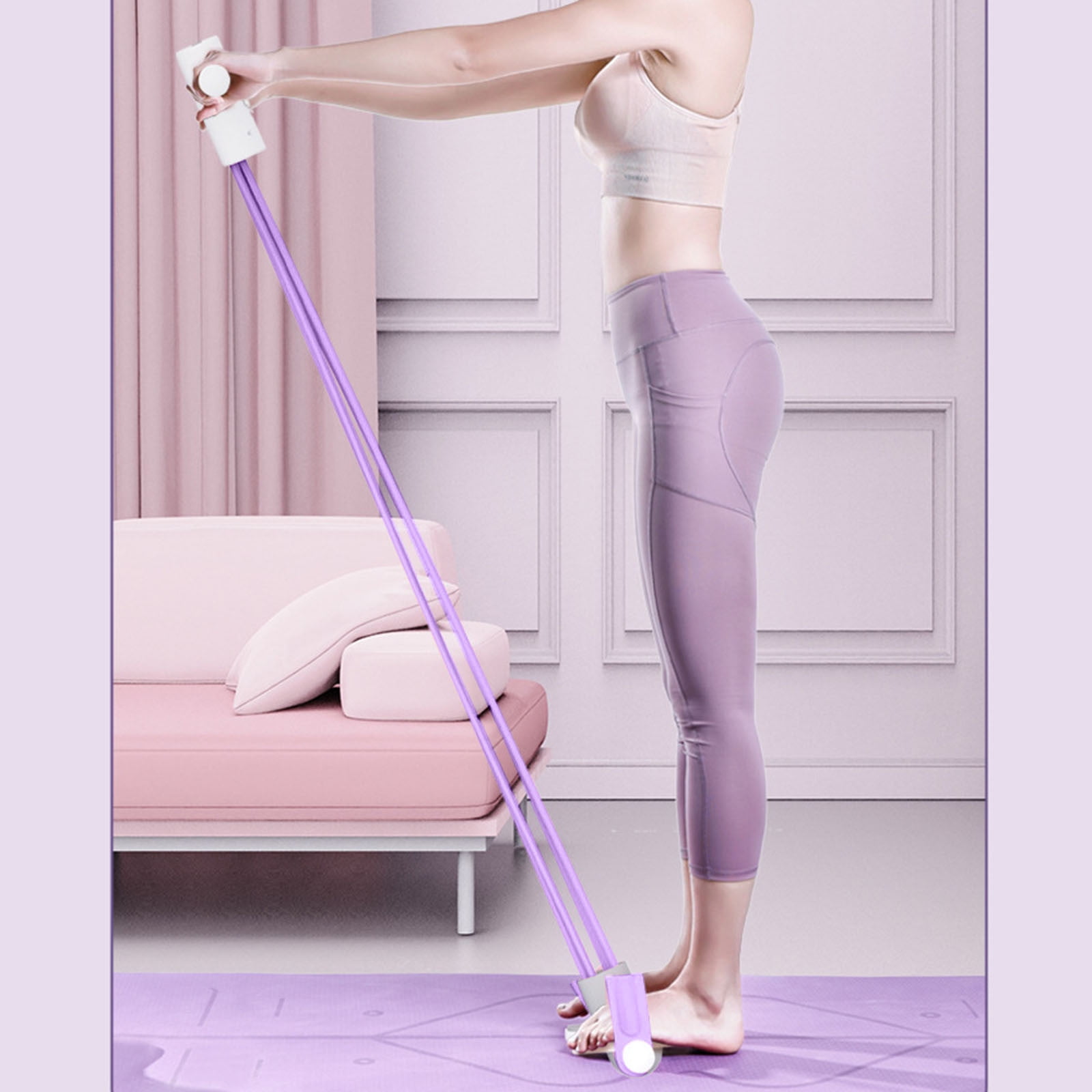 Bande De Résistance à Pédale 4 Tubes – Entraînement Musculaire Maison Avec Poignée Antidérapante
