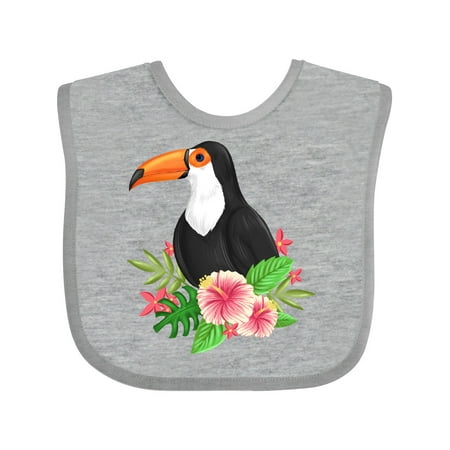 

Inktastic Toucan with Hawaiian Flowers Boys or Girls Baby Bib