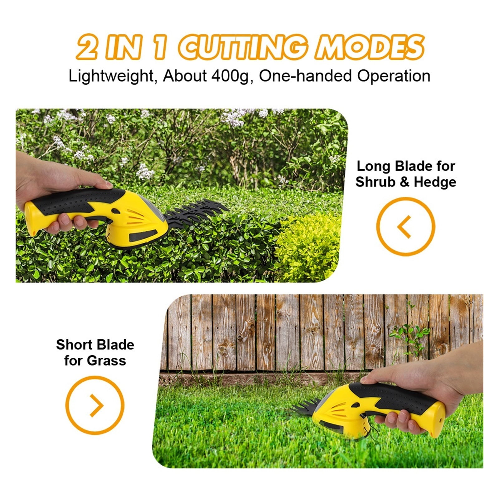 7.2V Hedge Trimmer Electric Trimmer 2 In 1 Cordless Grass Rechargeable Garden Trimmers Tool For Grass Shears Shrub ,2 IN 1 Trimmer & Edger