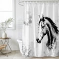 thumbnail image 4 of Horse Bathroom Shower Curtains with 12 Hooks Polyester Waterproof Shower Curtain for Stalls and Bathtubs Modern Sketch Abstract Vintage Art Decorative Bathroom Privacy Curtain 66x72 Inches, 4 of 9