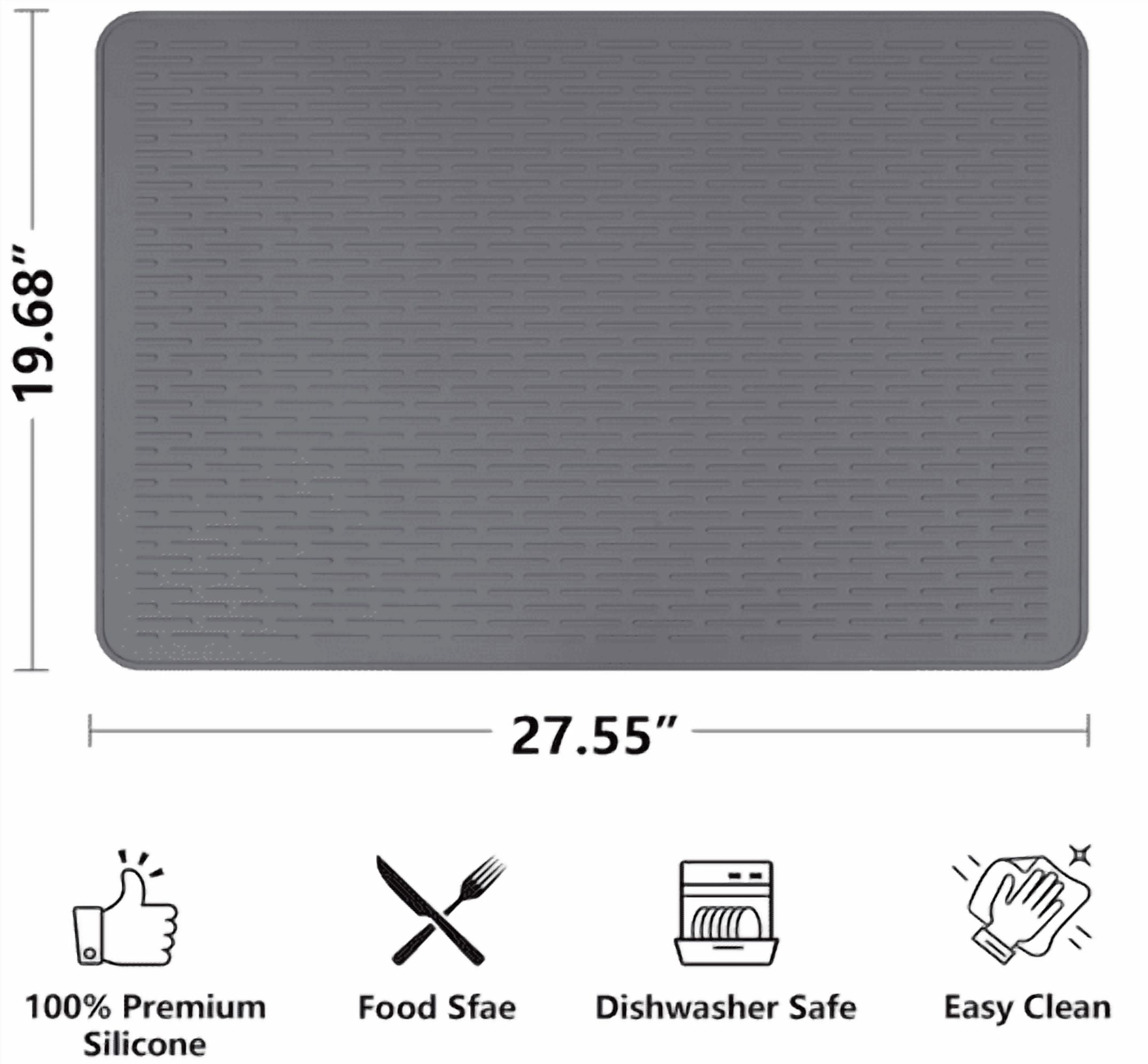 Stove Top Cover for Electric Stove- Range Covers for Electric Stove,Silicone XXL Dish Drying Mat, Glass Cooktop Covers, Flat RV Range top Mats (Gray, 28"x21")