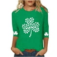 thumbnail image 1 of vdgthytj T-Shirts pour Femmes de la Saint-Patrick à Manches 3/4, Grande Taille, Col Ras du Cou, Trèfle, T-Shirt Graphique pour les Fêtes, 1 of 5