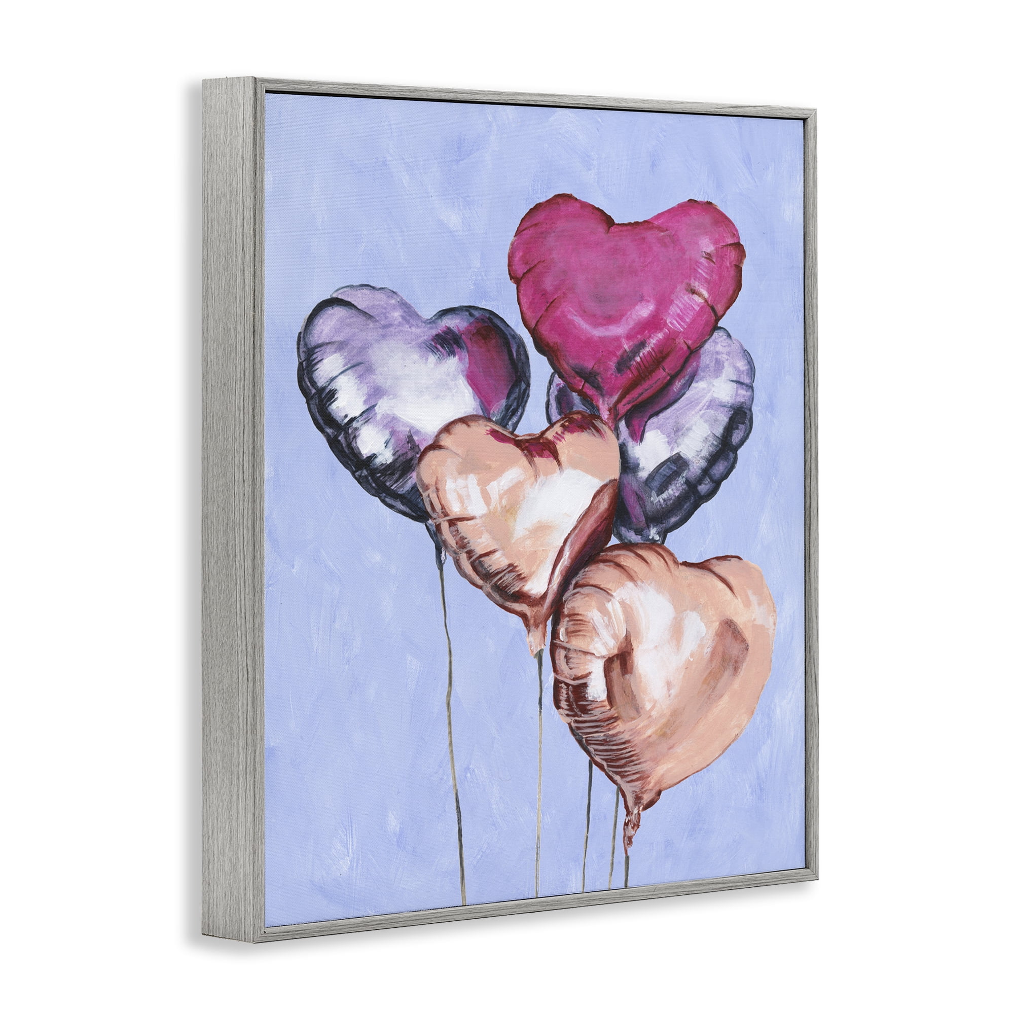 Stupell Industries Vibrant Heart Balloons Gray Framed Giclee Art, design by Michael Willett