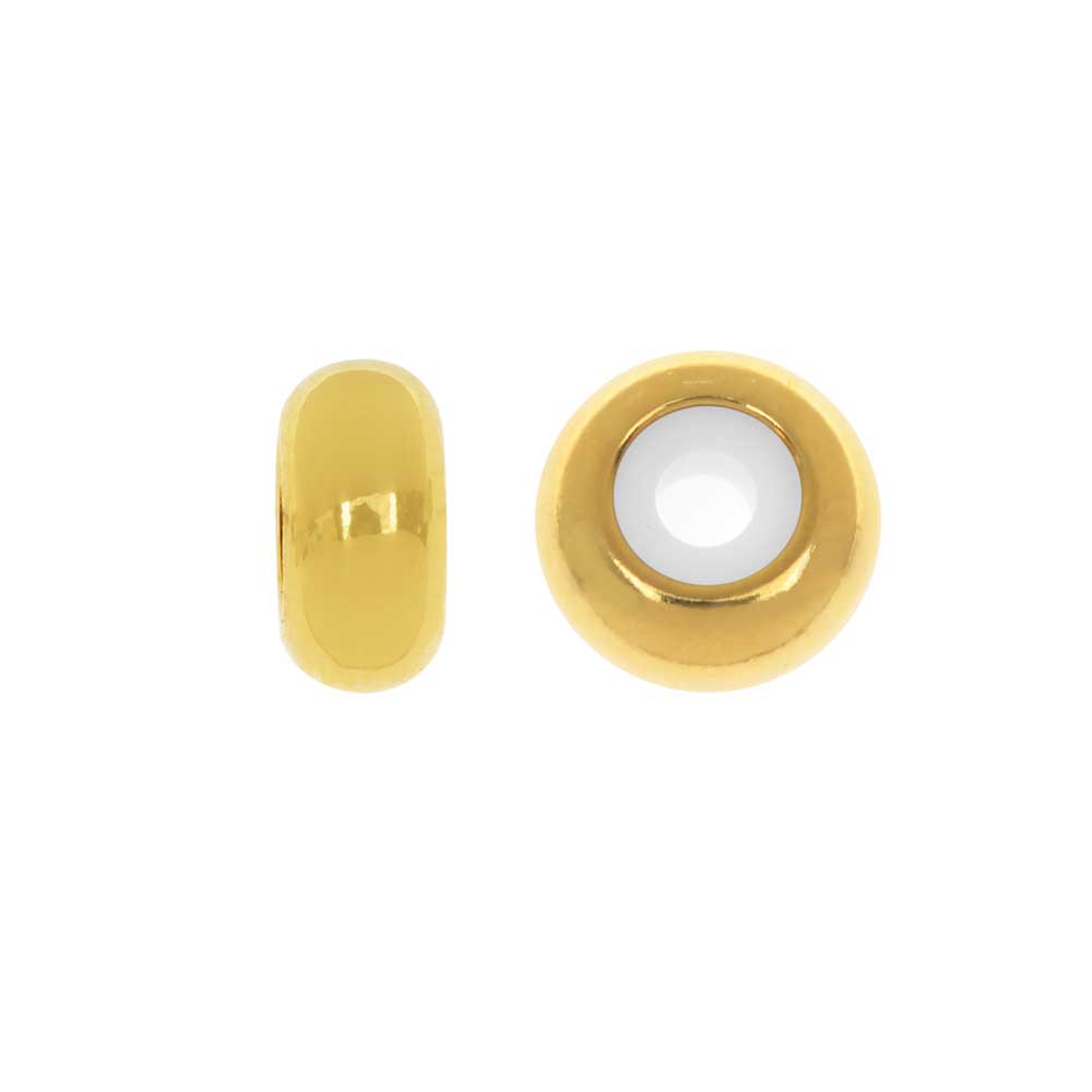 Adjustable Slider Clasp, Round with Silicone Center 8mm, 4 Pieces, Gold