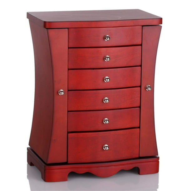 Modern Wooden Jewelry Box Organizer With Mirror Jewelry Chest Mg012 Cherry Walmart Com Walmart Com