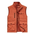thumbnail image 2 of UVEASISHA Men's Lightweight Vest Mesh Lining Quick Dry Cargo Vest Outdoor Full Zip Stand Collar Hiking Waistcoat Big and Tall Sleeveless Work Vest with Pockets Orange L, 2 of 3