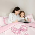 thumbnail image 5 of Castle Fairy Alphabet Bow 2pcs Bedding Comforter Set,Dreamy Princess Twin Comforter Sets,Monogrammed Letter Breathable Bedding Set,Lightweight Flower Room Decor,Reversible, 5 of 8
