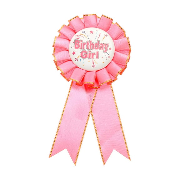 Uxcell Birthday Ribbon Pin, 5.9 x 2.8" Award Ribbon Fabric Birthday Girl Pin for Party Adults Women Party Decorations Celebration Accessory Gift, Pink