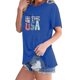 thumbnail image 1 of Fiudx Ofertas Del Día Camiseta de Manga Corta con Cuello Redondo y Estampado de Bandera de Moda para Mujer, 1 of 4