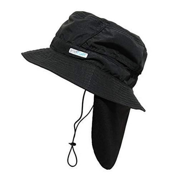 BUILTCOOL Adult Cooling Bucket Cap with Neck Shade Comfortable Male Hat, Polyester, Black