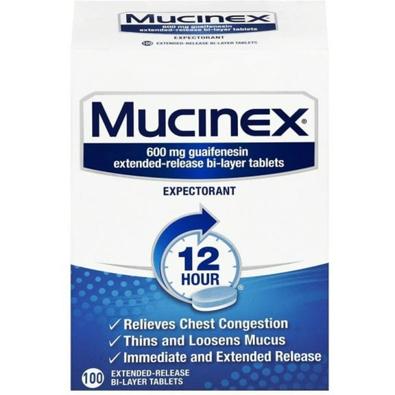 Mucinex 12-Hour Chest Congestion Expectorant Tablets, 100 ct (Pack of 6)