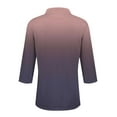 thumbnail image 6 of Women's Golf Polo Shirt 3/4 Length Sleeve Gradient Print Fall Quarter Zip Pullover Workout Polo Tops Fitted Blouses Business Casual, 6 of 6