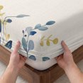 thumbnail image 3 of Cal.King Size Fitted Sheet Set - Navy Blue Eucalyptus 3 Piece Bedding Sets 16" Deep Pocket Fitted Sheet with 2 Pillowcases, Farmhouse Weeping Leaves Linen Brushed Microfiber Hotel Luxury Bed Sheets, 3 of 9