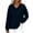 Navy, variant on ZUKMRJPC Women's V Neck Sweatshirt Fashion Long Sleeve Loose Fit Pullover Sweatshirt Fall Soft Comfy Solid Color Tops for Casual Sport