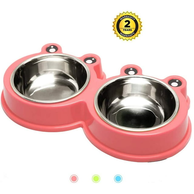 Bol pour Chien en Acier Inoxydable Durable Distributeur de Nourriture et d'Eau Design Antidérapant Tapis en Silicone Résistant Design Antidérapant pour Petits Chiens/chats comme Chihuahua/bulldog/poudron et Plus