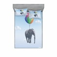 thumbnail image 2 of Ambesonne Animal Fitted Sheet & Pillow Sham Set, Baloons Sky Art, Twinxl, Multicolor, 2 of 3